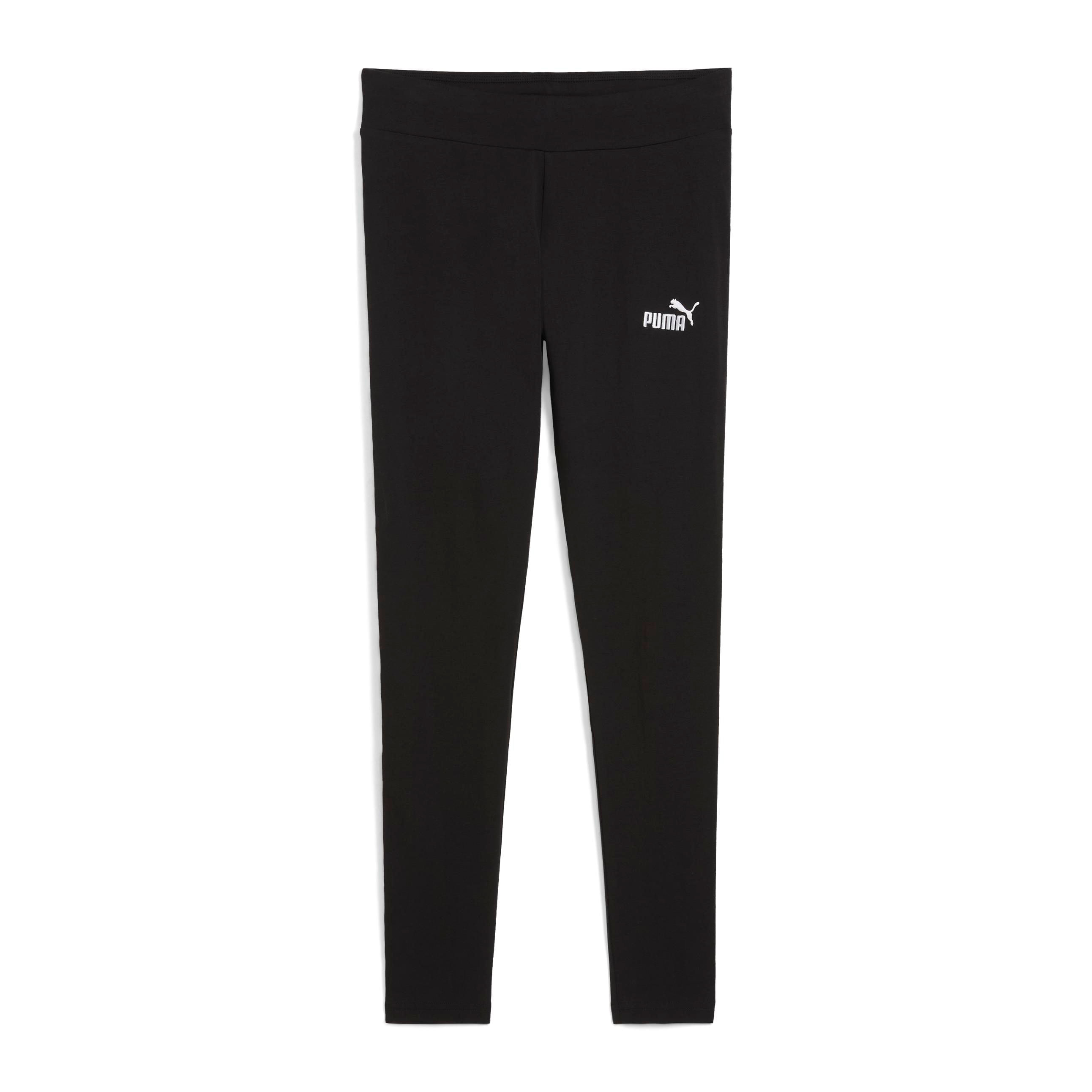 Legging feminina preta Puma modelo training em algodão com logo branco na perna esquerda